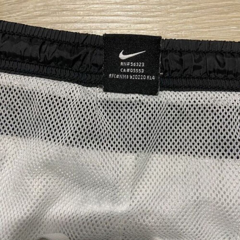 NWOT VTG 90s Nike Spell out Swoosh Shorts Swim Trunks Sewn Logo Lined mesh Black - Picture 5 of 11